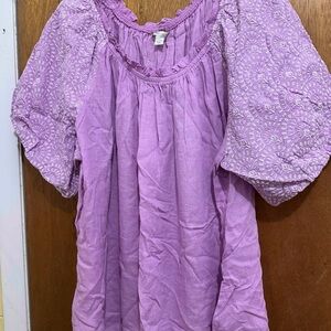 Cato Lavender Blouse with Embroidered Sleeves 22/24 NWOT